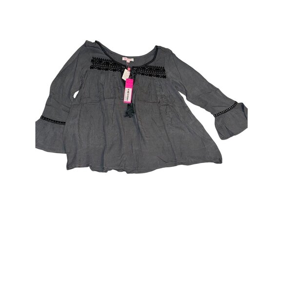 Ultrapink Womens Boho Chic Gray Tunic Top With Beaded Details & Bell Sleeves Siz - Picture 1 of 8